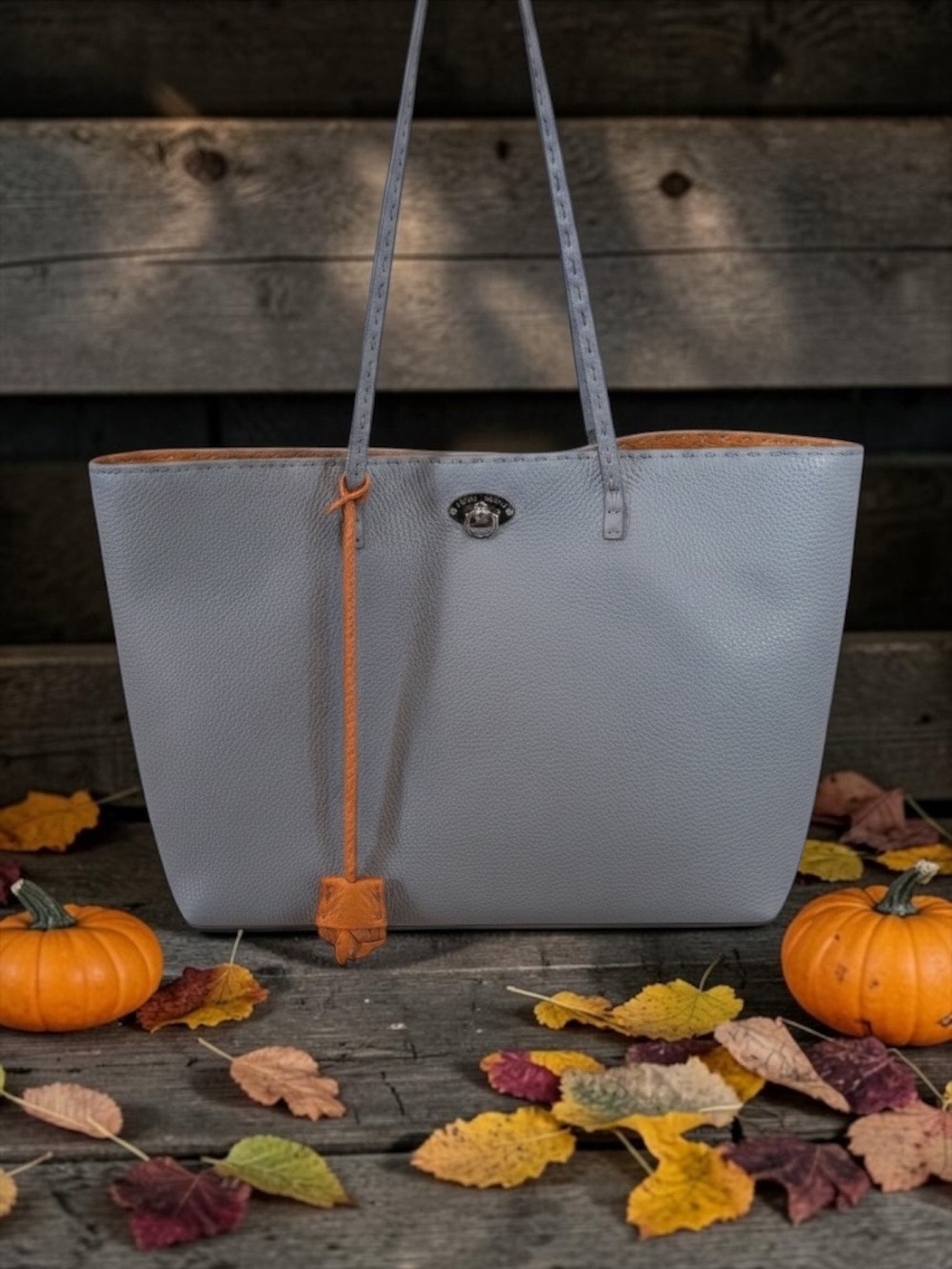 Fendi Selleria Carla Medium Tote - Grey / Orange Interior